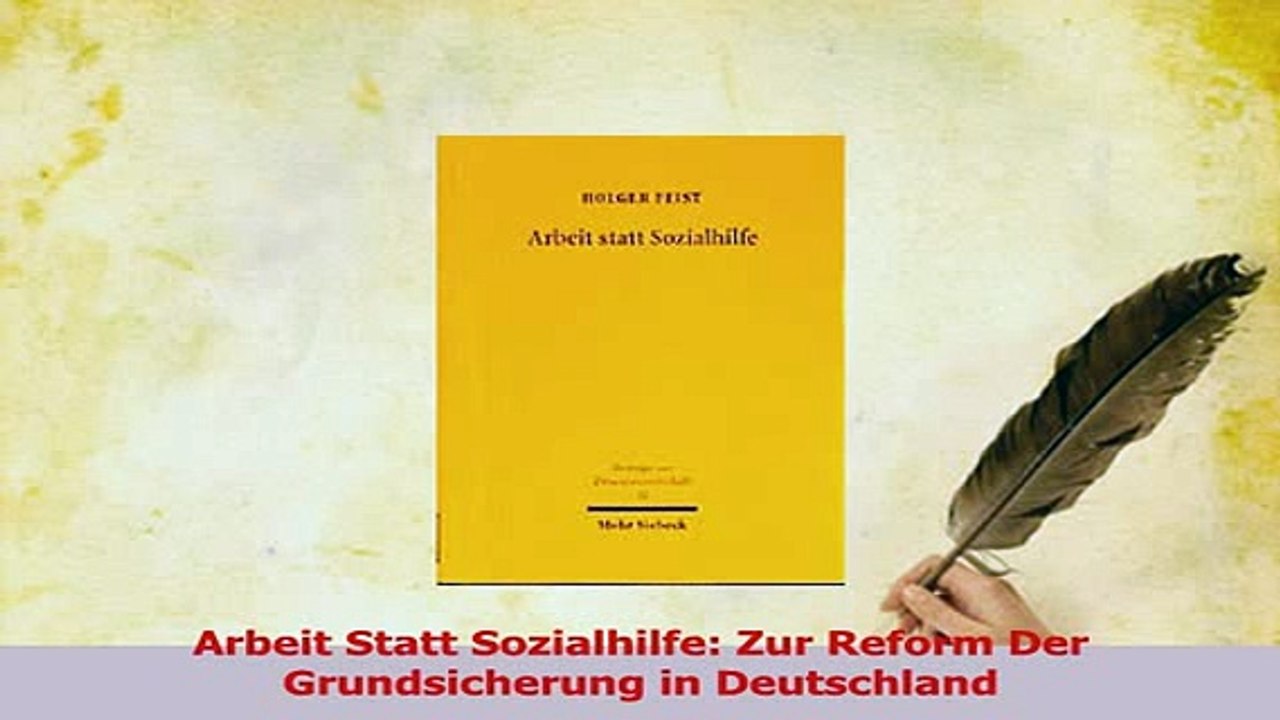 PDF  Arbeit Statt Sozialhilfe Zur Reform Der Grundsicherung in Deutschland Download Online
