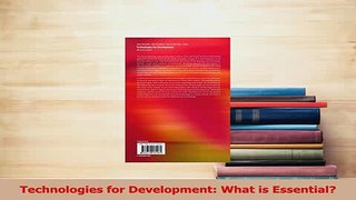 Read  Technologies for Development What is Essential Ebook Free