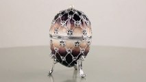 Faberge style Brown Egg with Clock Trinket Box by Keren Kopal Swarovski Crystal