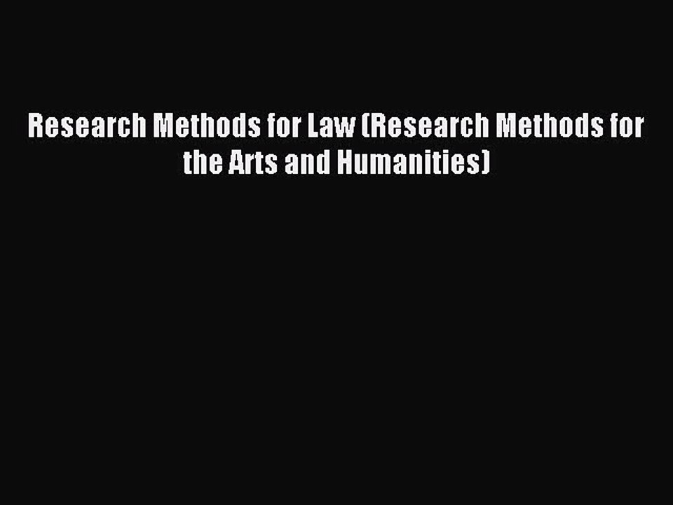 Read Research Methods for Law (Research Methods for the Arts and Humanities) Ebook Free
