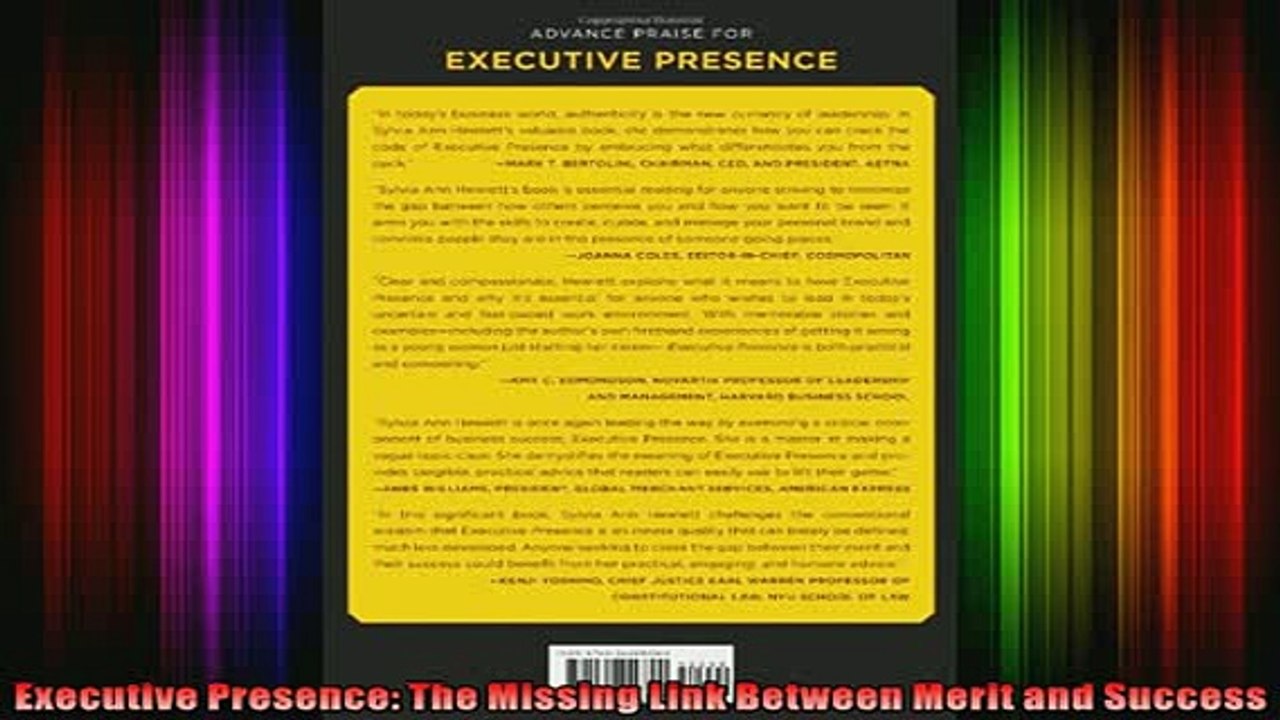 READ FREE Ebooks  Executive Presence The Missing Link Between Merit and Success Full EBook