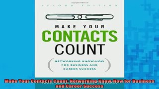 READ book  Make Your Contacts Count Networking KnowHow for Business and Career Success Full Free