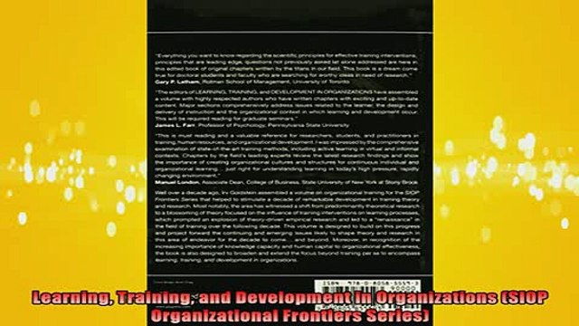 Downlaod Full PDF Free Learning Training and Development in Organizations SIOP Organizational Frontiers Series Free Online