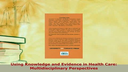 Download  Using Knowledge and Evidence in Health Care Multidisciplinary Perspectives PDF Online