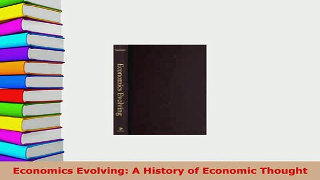PDF  Economics Evolving A History of Economic Thought Read Online