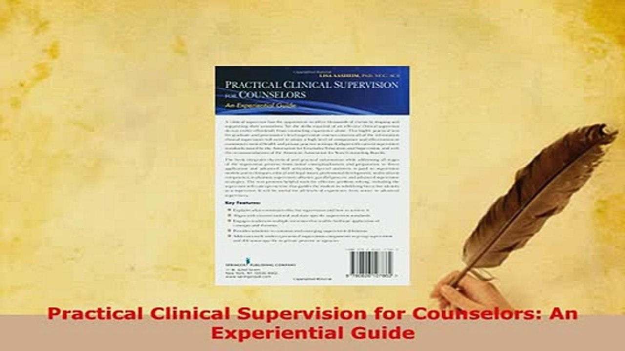 PDF  Practical Clinical Supervision for Counselors An Experiential Guide Free Books