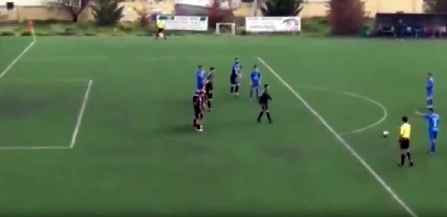 Brawl between college football teams after free kick goal
