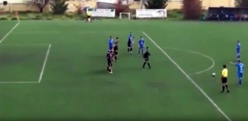 Brawl between college football teams after free kick goal