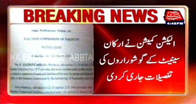 ECP issued assets detailing of Senate members