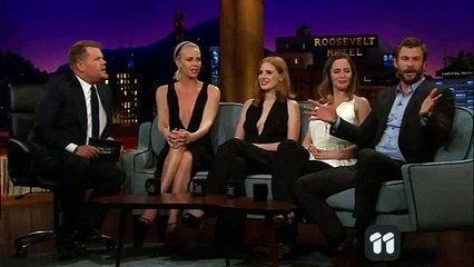 Chris Hemsworth and James Corden play 'Sting-pong' on Late Show