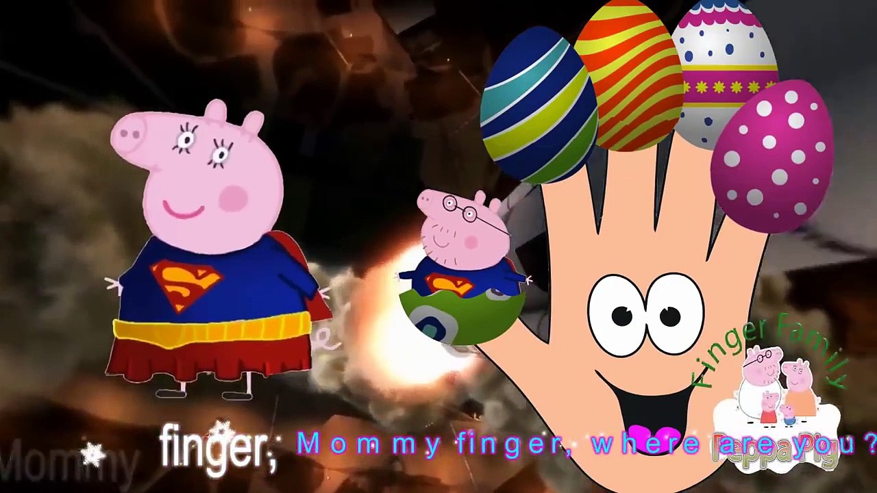 Peppa Pig Finger Family Song Peppa Pig Super Man Magical Surprise Eggs Kids Songs