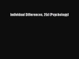 Book Individual Differences 2Ed (Psychology) Read Online