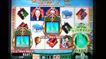 WIZARD OF OZ Slot Machine with EMERALD CITY AND TINMAN BONUS and BIG WIN Las Vegas