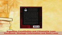 PDF  Argentina Constitution and Citizenship Laws Handbook Strategic Information and Basic Laws  Read Online