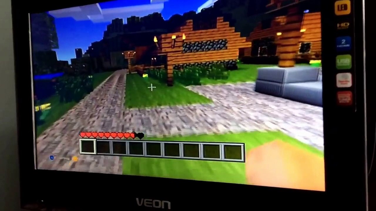 Luke playing minecraft at Ethan's house