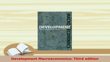 Download  Development Macroeconomics Third edition Read Full Ebook