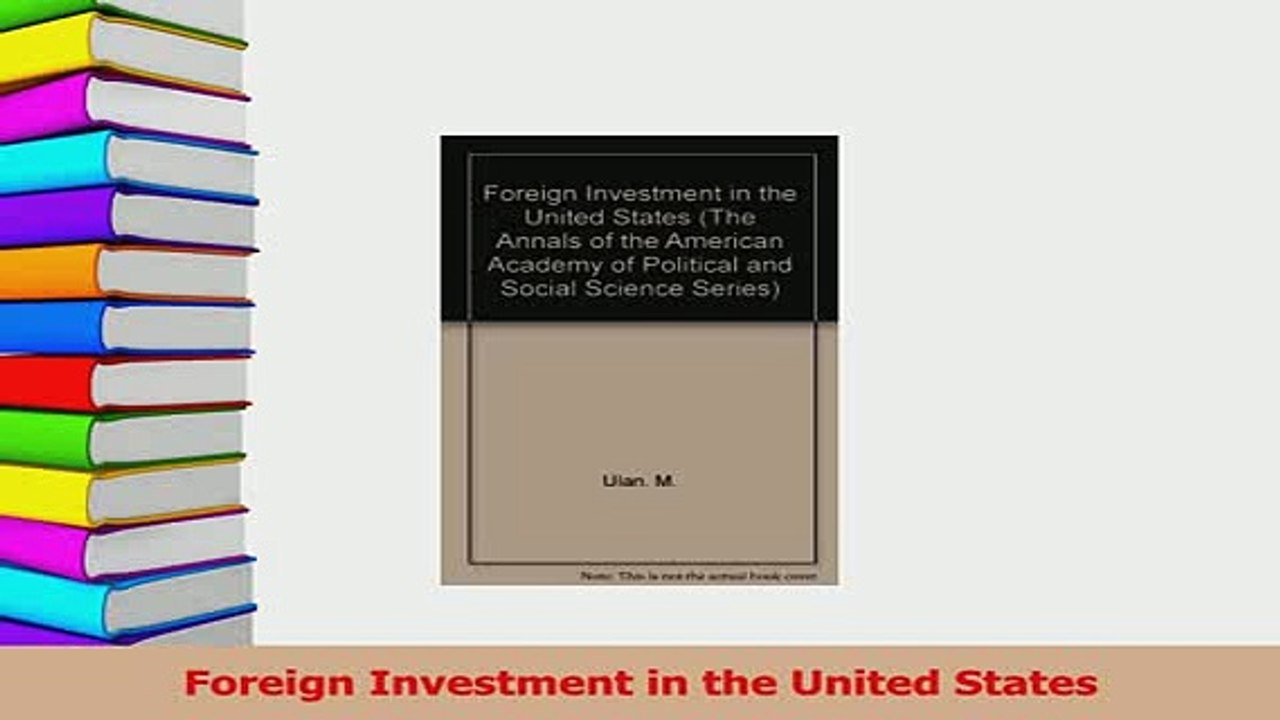 Read  Foreign Investment in the United States Ebook Free