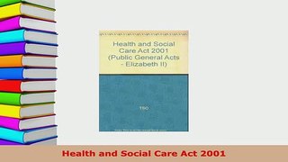 Download  Health and Social Care Act 2001  EBook