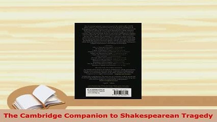 PDF  The Cambridge Companion to Shakespearean Tragedy Free Books
