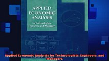 Downlaod Full PDF Free  Applied Economic Analysis for Technologists Engineers and Managers Full Free