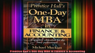 READ book  Prentice Halls OneDay MBA in Finance  Accounting Free Online