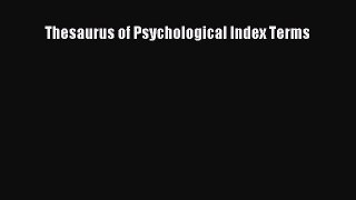 [PDF] Thesaurus of Psychological Index Terms [Read] Online