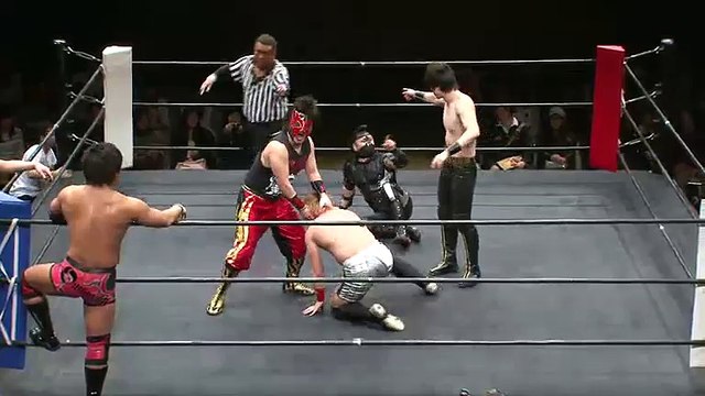 03.14.2016 FUMA, Madoka & Yusuke Kubo vs. Koji Iwamoto, Ryota Nakatsu & Ryuichi Sekine (BASARA)