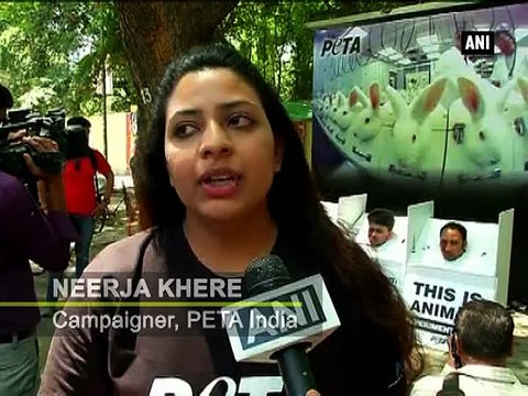 New Delhi PETA demonstrates against toxicity test conducted on animals