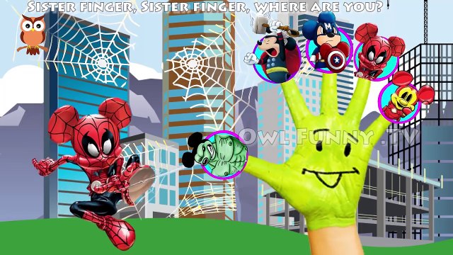 Fun Mickey Mouse Hulk Finger Rhymes - Diversión Mickey Hulk Policía Familia del dedo