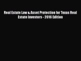PDF Real Estate Law & Asset Protection for Texas Real Estate Investors - 2016 Edition  EBook