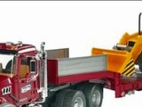 Bruder Mack Granite Flatbed Truck Toy with JCB Loader Backhoe