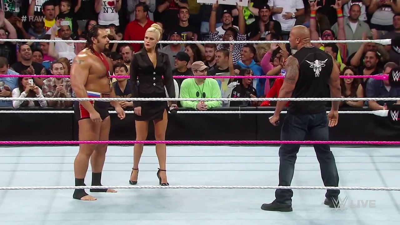The Rock confronts Rusev  Raw, Oct. 6, 2014