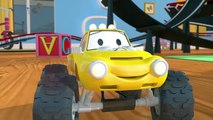 Racing car and Lucas the Monster Truck Cartoon for children