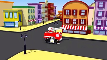 cartoon for children Ambulance with the Car Patrol  fire truck and police car Trucks construction