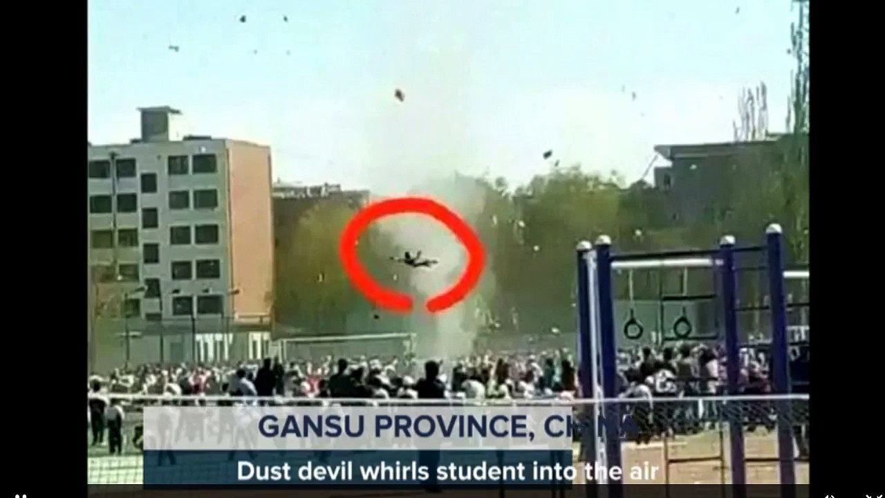 Dust Devil Sweeps Schoolboy High Into the Air in China