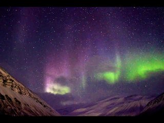 Aurora borealis over Longyearbreen