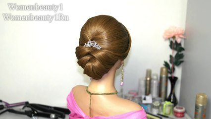 Bridal updo. Wedding hairstyle for medium long hair.
