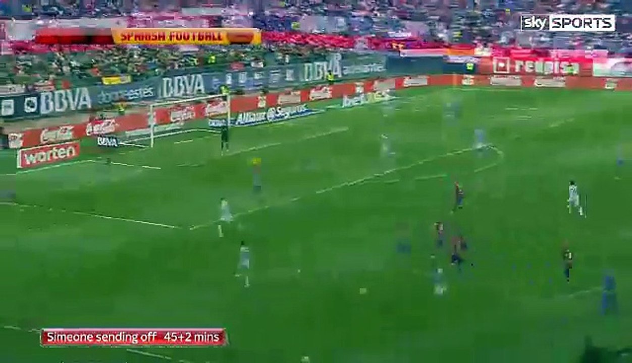 Diego Simeone throwing a ball to the pitch to stop the action - Atletico Madrid vs. Malaga