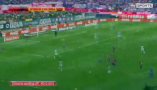 Diego Simeone throwing a ball to the pitch to stop the action - Atletico Madrid vs. Malaga