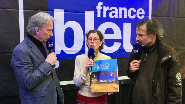 Olivier Henry Dancy photographe et Serge Damini éditeur, invités de France Bleu Lorraine pour le livre Nancy Éternelle
