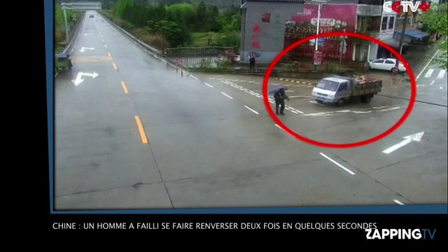 Chine : un homme a failli se faire renverser deux fois en quelques secondes, la vidéo choc !