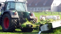 Fendt 714 Vario mowing grass