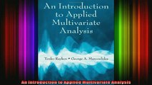 READ book  An Introduction to Applied Multivariate Analysis Free Online