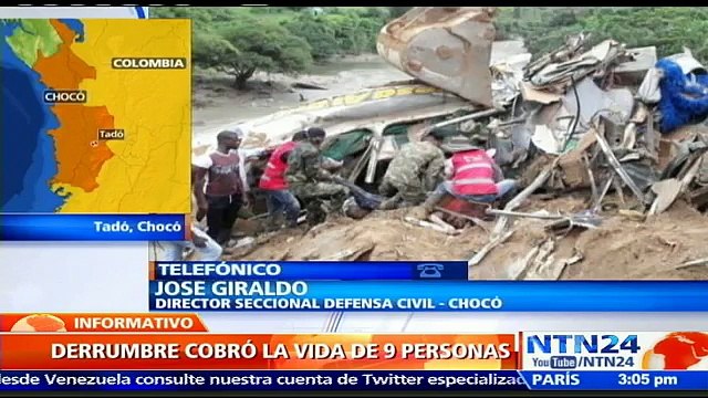 Deslizamiento de tierra en carretera al occidente de Colombia deja al menos nueve muertos