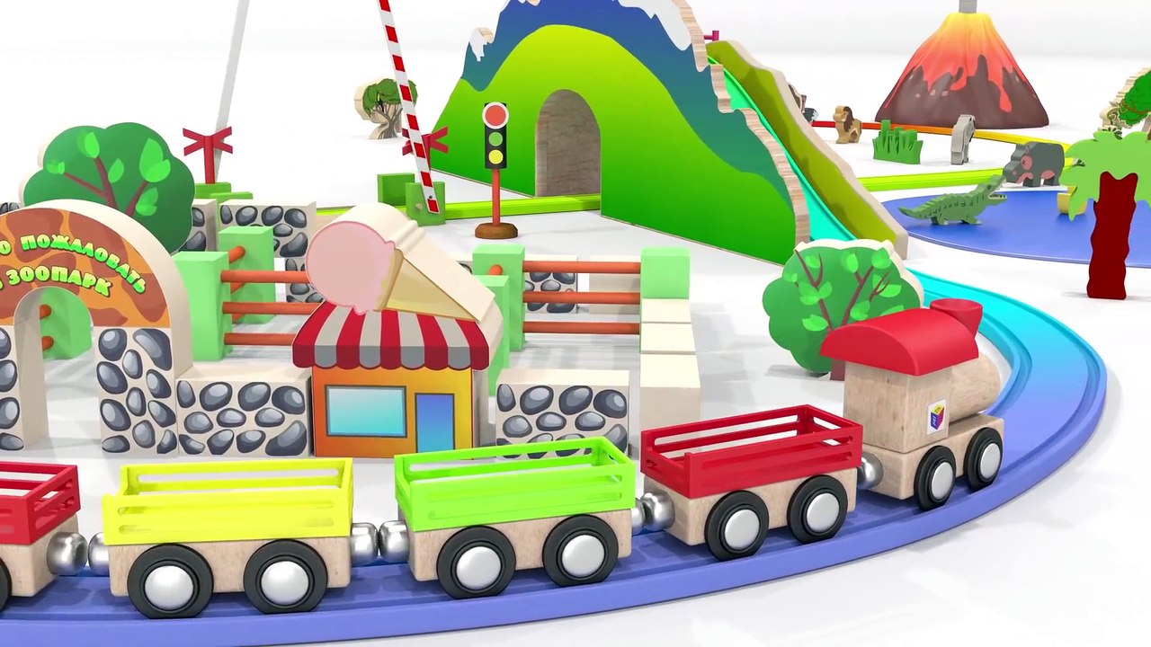 Песни для детей от 1 года. Развивающие мультики про машинки. Паровоз-зоопарк. Животные для детей.