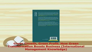 Download  Green Growth Green Profit How Green Transformation Boosts Business International PDF Online