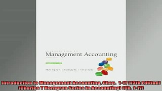 Downlaod Full PDF Free  Introduction to Management Accounting Chap  117 13th Edition Charles T Horngren Free Online