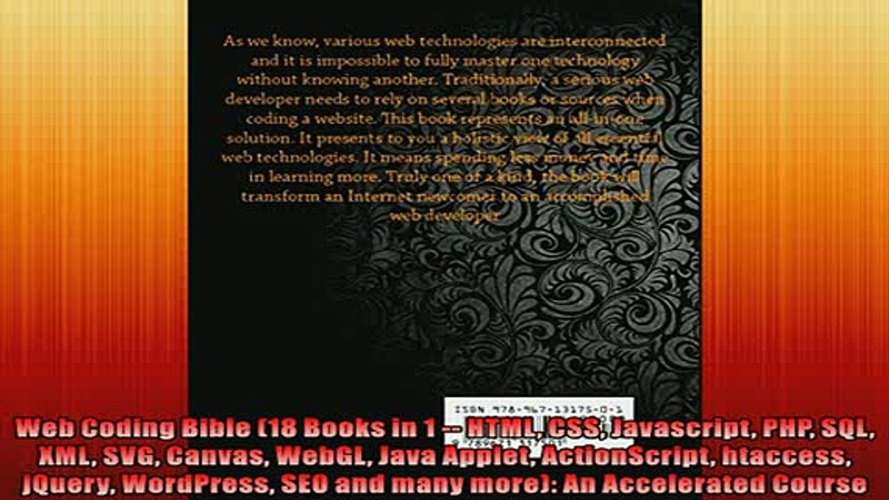 READ book  Web Coding Bible 18 Books in 1  HTML CSS Javascript PHP SQL XML SVG Canvas WebGL Java  FREE BOOOK ONLINE