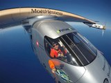 Solar powered airplane landed in California.  April 24, 2016. Solar Impulse 2 Airplane.