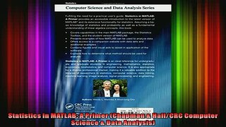 READ book  Statistics in MATLAB A Primer Chapman  HallCRC Computer Science  Data Analysis Free Online